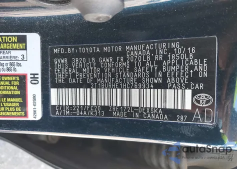 2017 Toyota Corolla Se z USA, uszkodzony, nr VIN 2T1BURHE1HC769934